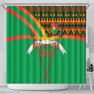 Burkina Faso Heritage Shower Curtain Tribal Spears and National Emblem - African Pride