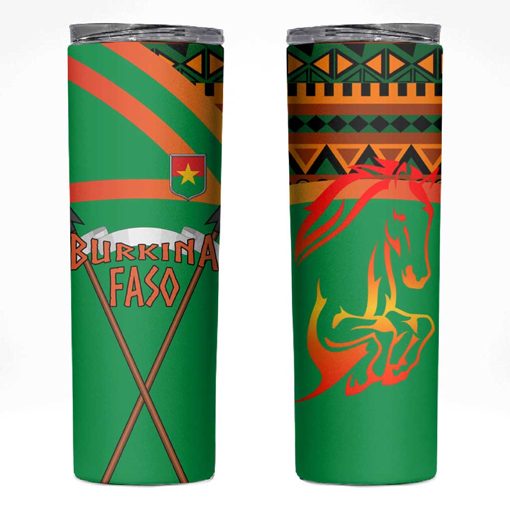 Burkina Faso Heritage Skinny Tumbler Tribal Spears and National Emblem - African Pride