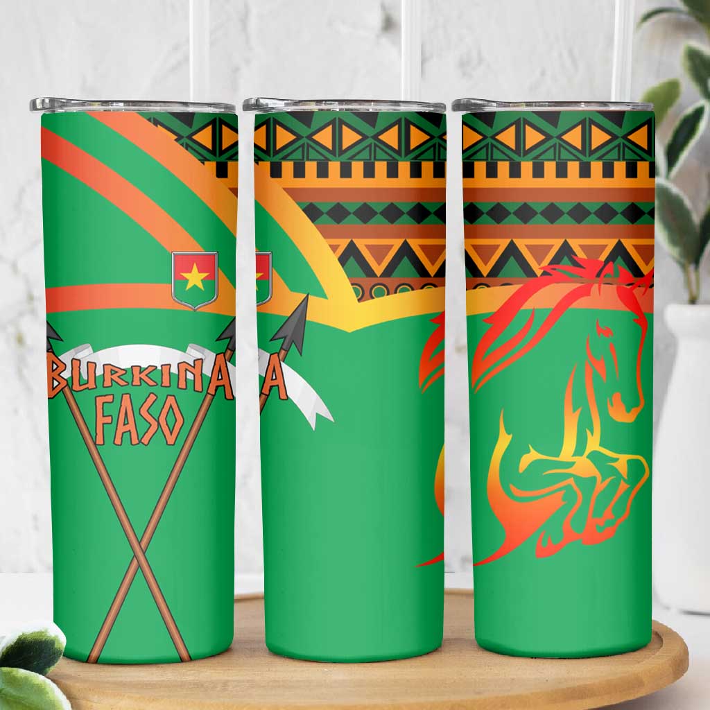 Burkina Faso Heritage Skinny Tumbler Tribal Spears and National Emblem - African Pride