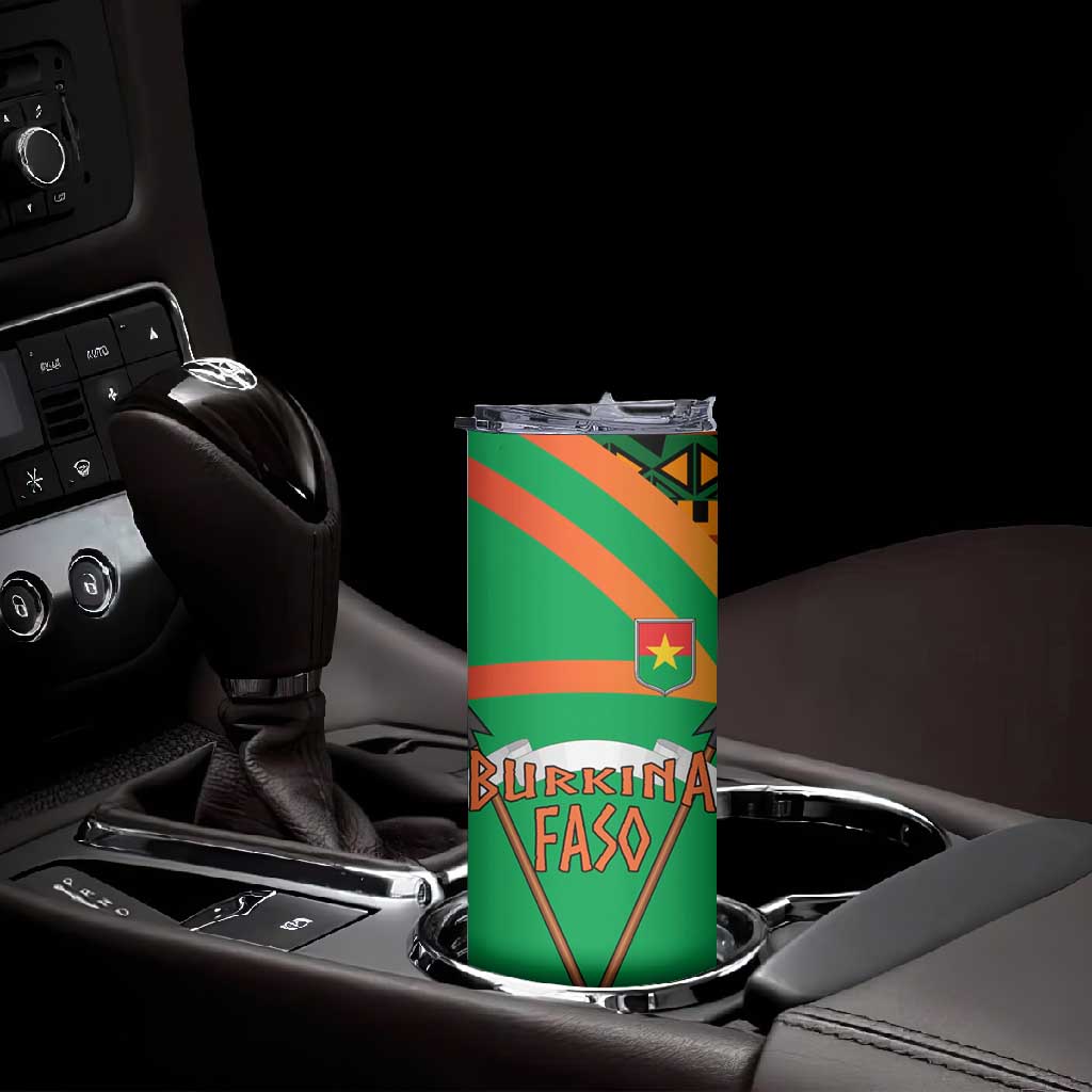 Burkina Faso Heritage Skinny Tumbler Tribal Spears and National Emblem - African Pride