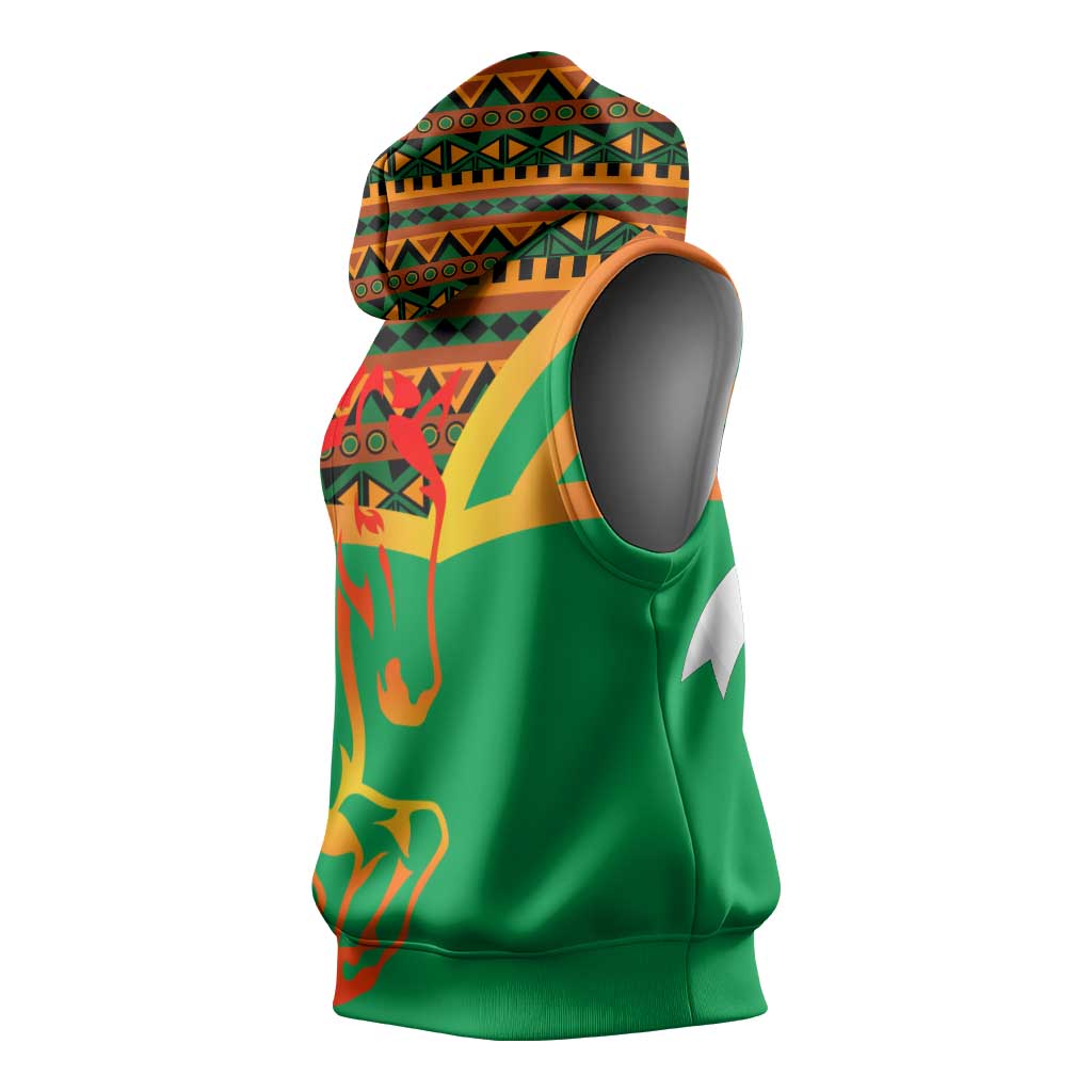 Burkina Faso Heritage Sleeveless Hoodie Tribal Spears and National Emblem - African Pride