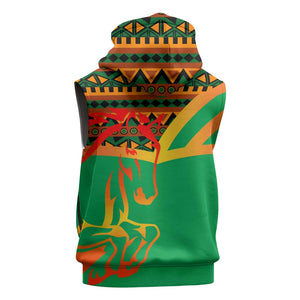 Burkina Faso Heritage Sleeveless Zip Hoodie Tribal Spears and National Emblem - African Pride