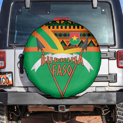 Burkina Faso Heritage Spare Tire Cover Tribal Spears and National Emblem - African Pride