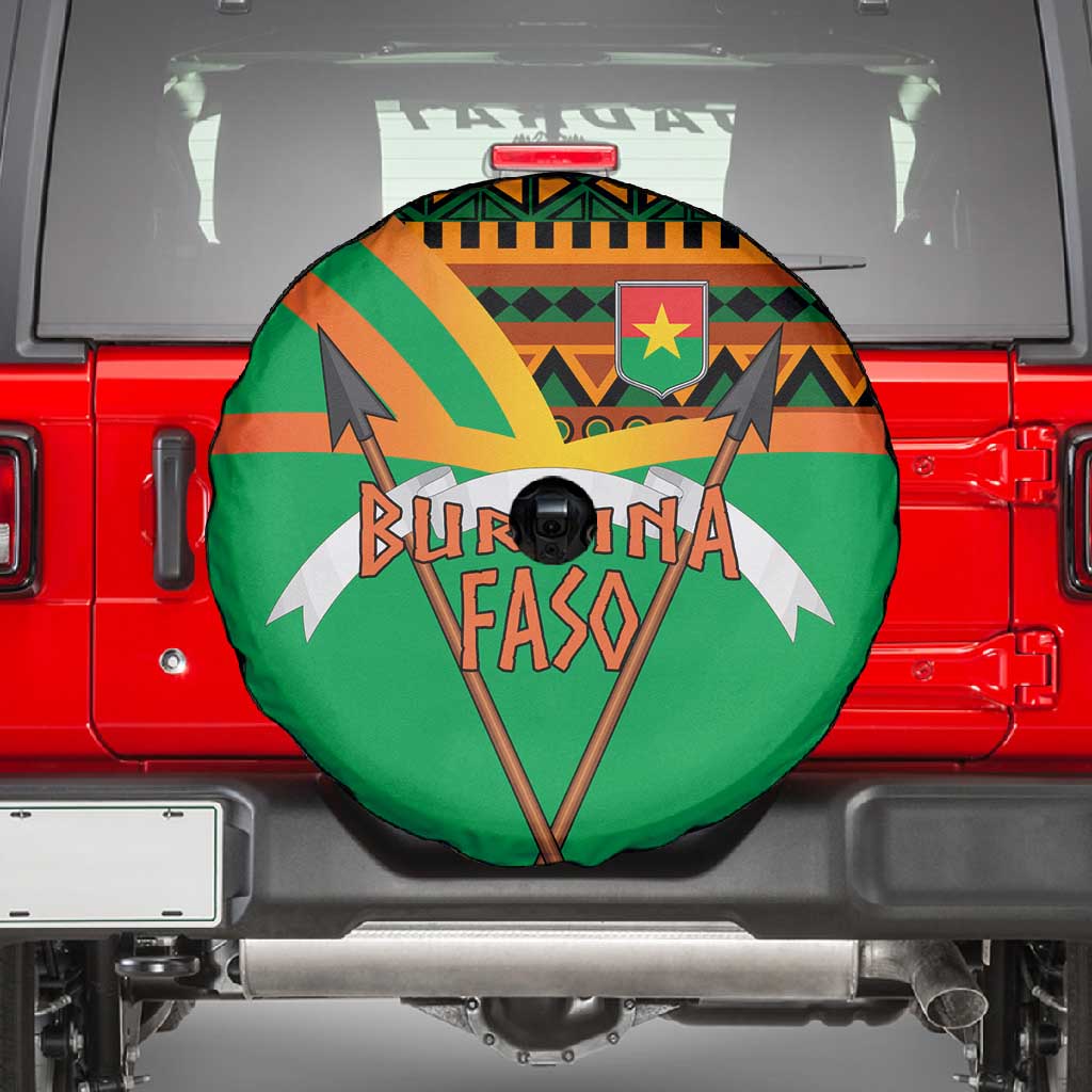 Burkina Faso Heritage Spare Tire Cover Tribal Spears and National Emblem - African Pride