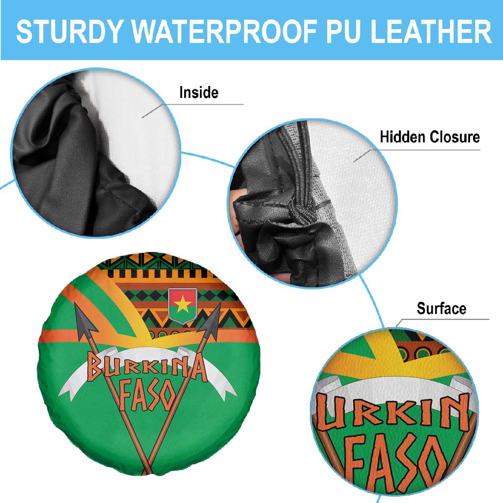 Burkina Faso Heritage Spare Tire Cover Tribal Spears and National Emblem - African Pride