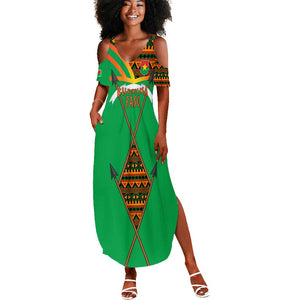 Burkina Faso Heritage Summer Maxi Dress Tribal Spears and National Emblem - African Pride