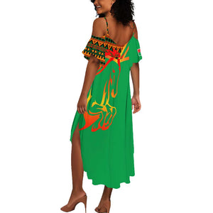 Burkina Faso Heritage Summer Maxi Dress Tribal Spears and National Emblem - African Pride