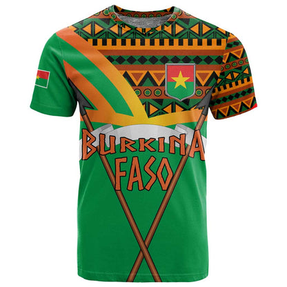 Burkina Faso Heritage T shirt Tribal Spears and National Emblem - African Pride