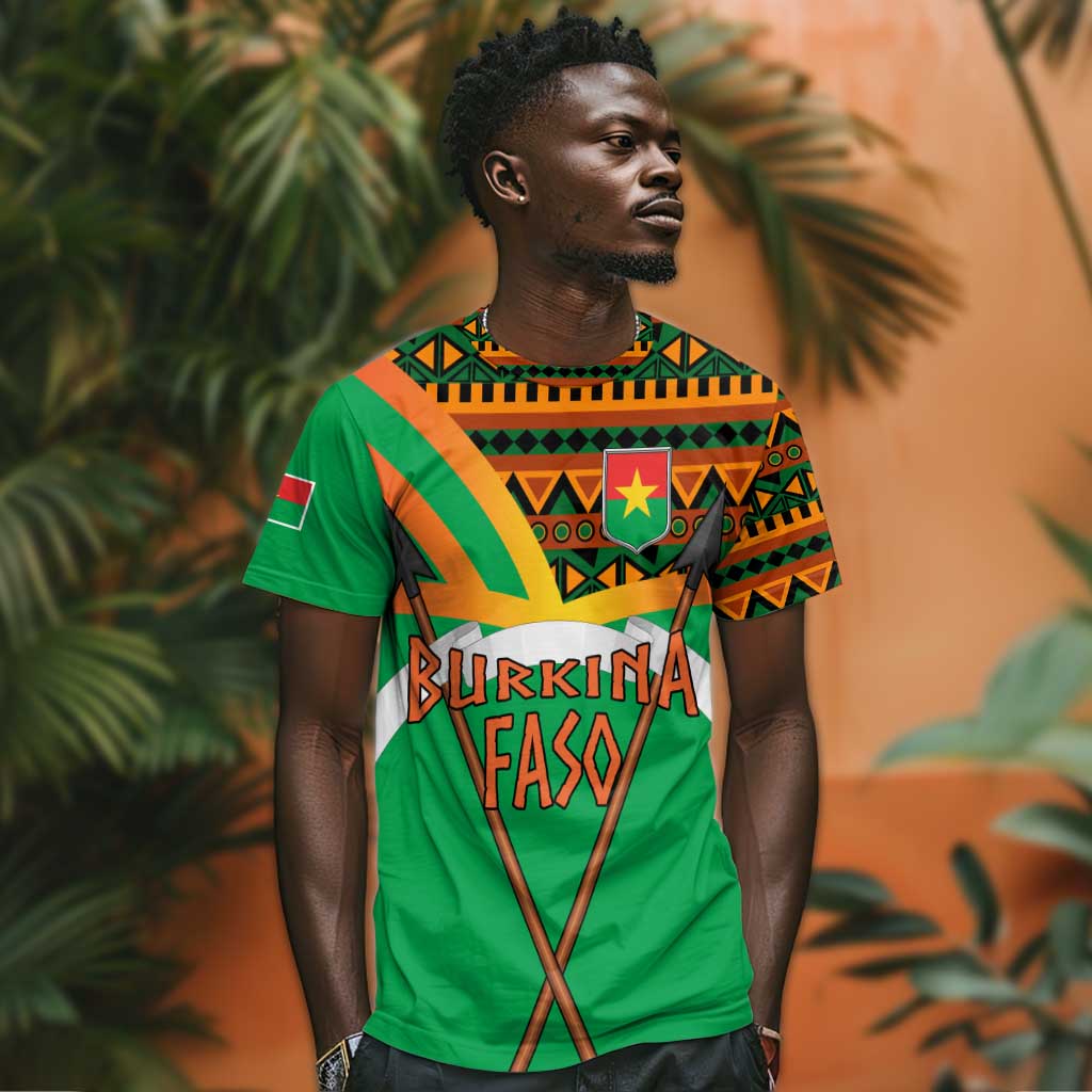 Burkina Faso Heritage T shirt Tribal Spears and National Emblem - African Pride