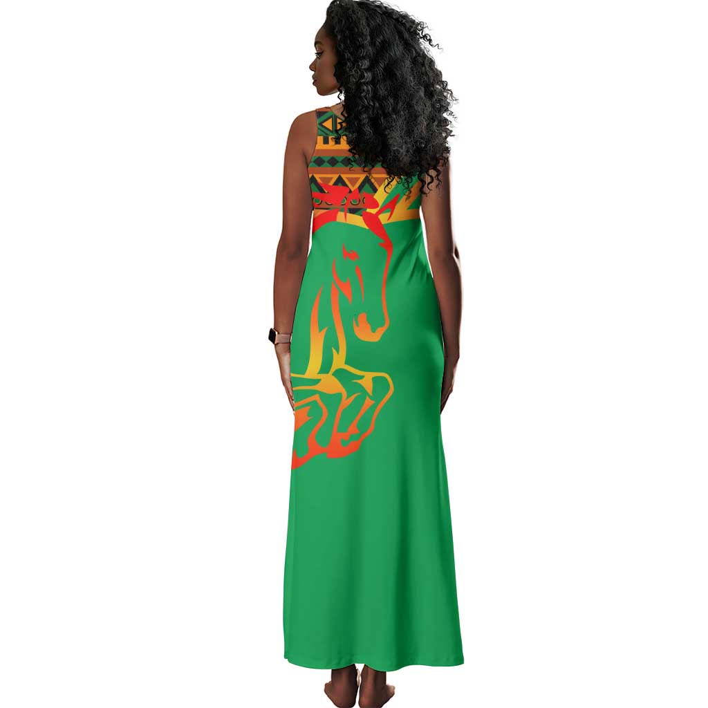 Burkina Faso Heritage Tank Maxi Dress Tribal Spears and National Emblem - African Pride