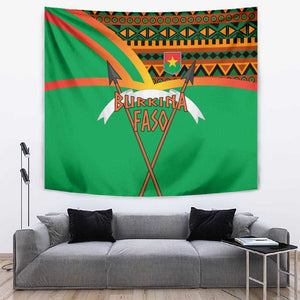 Burkina Faso Heritage Tapestry Tribal Spears and National Emblem - African Pride