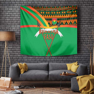 Burkina Faso Heritage Tapestry Tribal Spears and National Emblem - African Pride