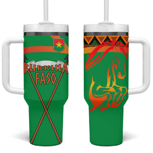 Burkina Faso Heritage Tumbler With Handle Tribal Spears and National Emblem - African Pride