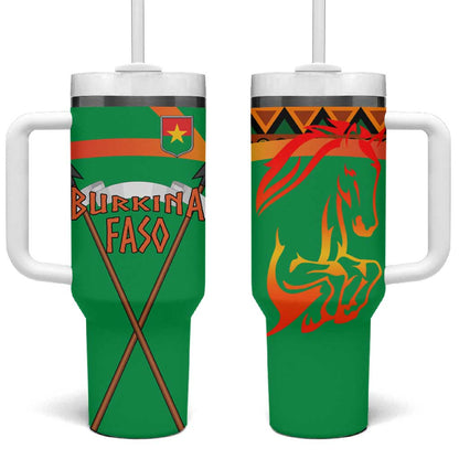 Burkina Faso Heritage Tumbler With Handle Tribal Spears and National Emblem - African Pride