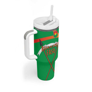 Burkina Faso Heritage Tumbler With Handle Tribal Spears and National Emblem - African Pride