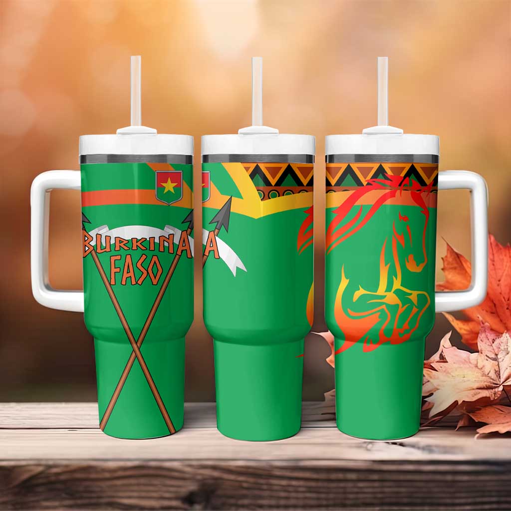 Burkina Faso Heritage Tumbler With Handle Tribal Spears and National Emblem - African Pride