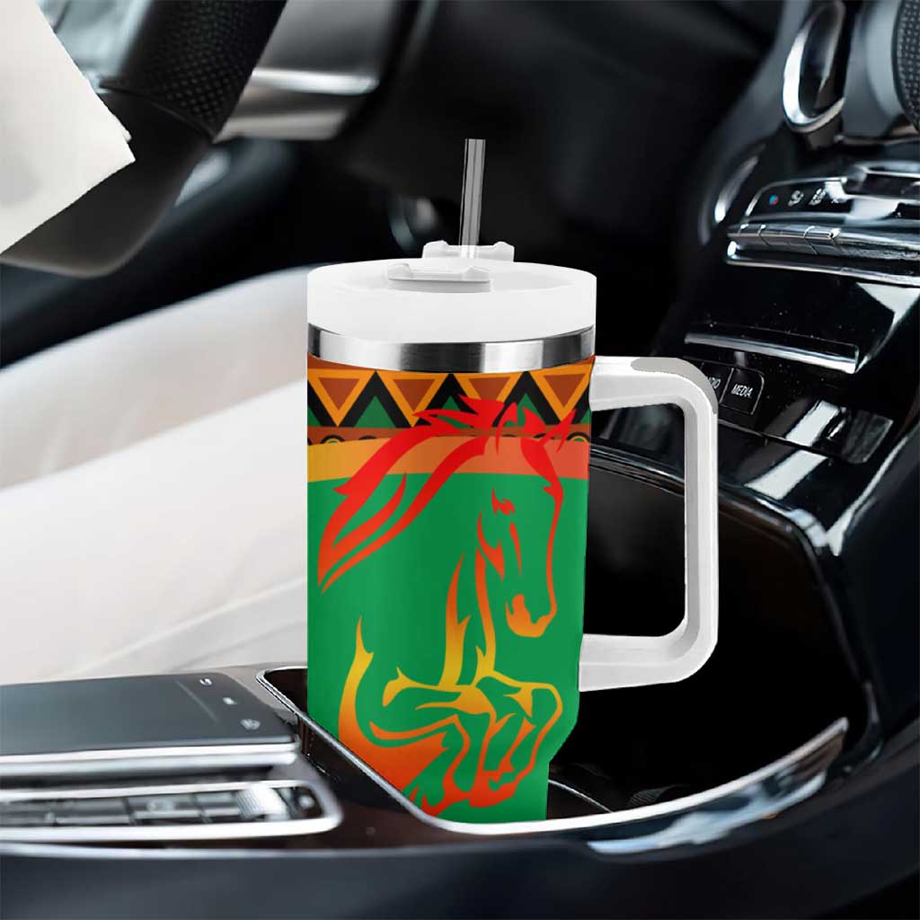 Burkina Faso Heritage Tumbler With Handle Tribal Spears and National Emblem - African Pride
