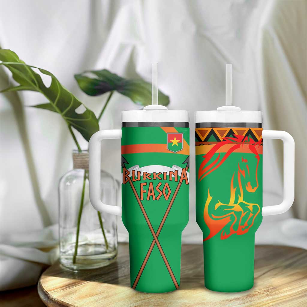 Burkina Faso Heritage Tumbler With Handle Tribal Spears and National Emblem - African Pride