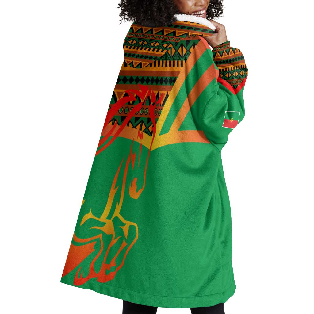 Burkina Faso Heritage Wearable Blanket Hoodie Tribal Spears and National Emblem - African Pride