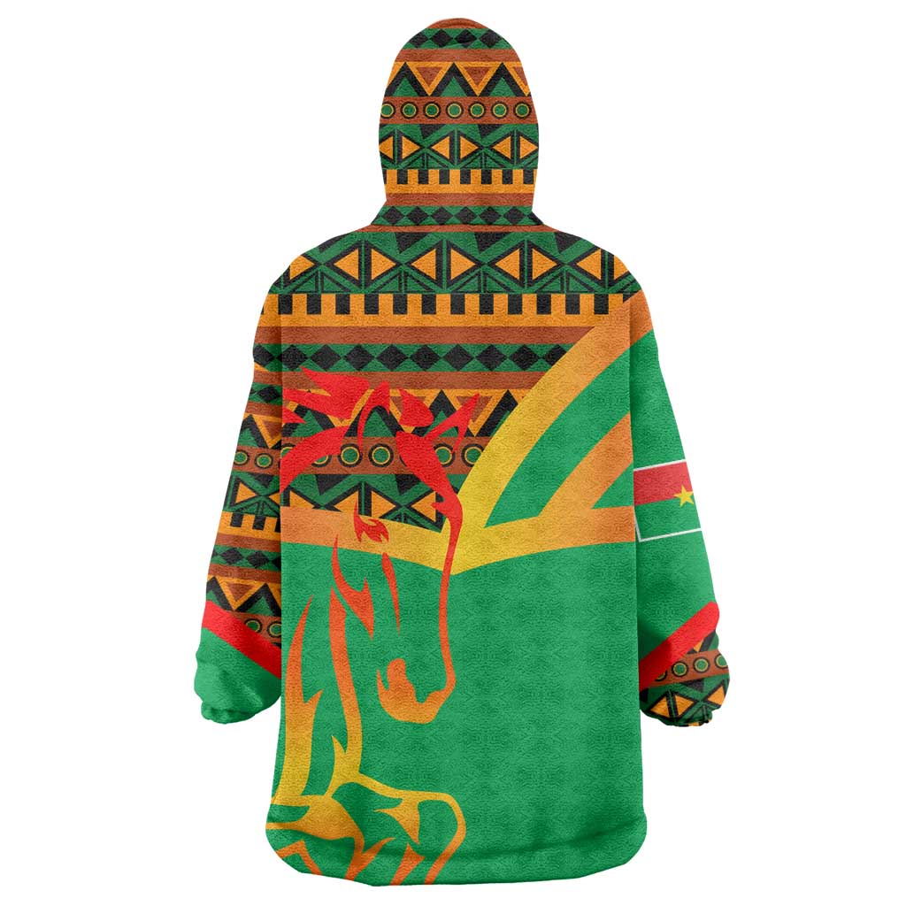 Burkina Faso Heritage Wearable Blanket Hoodie Tribal Spears and National Emblem - African Pride