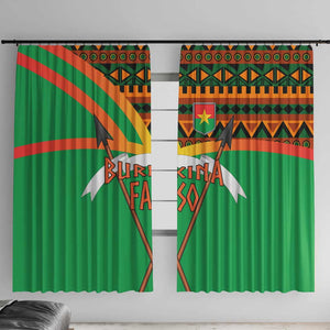 Burkina Faso Heritage Window Curtain Tribal Spears and National Emblem - African Pride