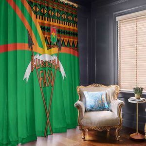 Burkina Faso Heritage Window Curtain Tribal Spears and National Emblem - African Pride