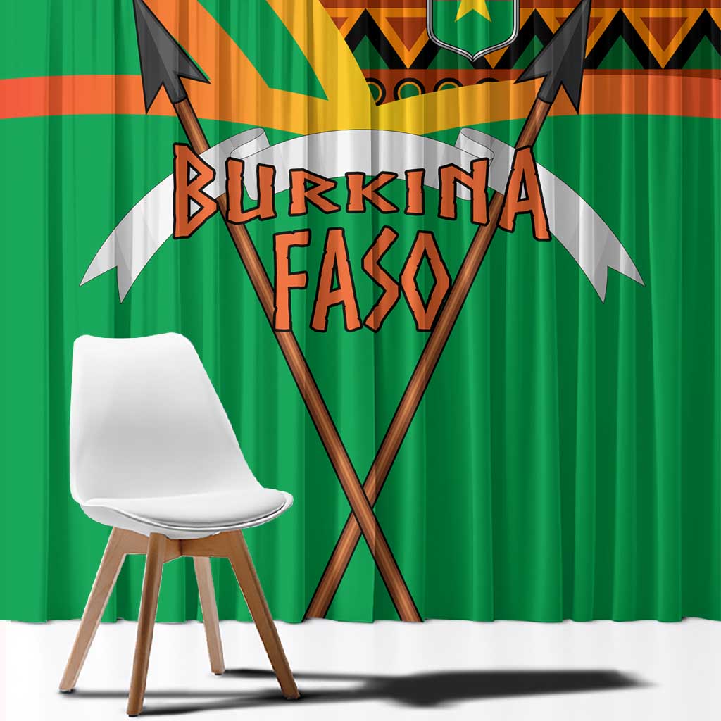 Burkina Faso Heritage Window Curtain Tribal Spears and National Emblem - African Pride