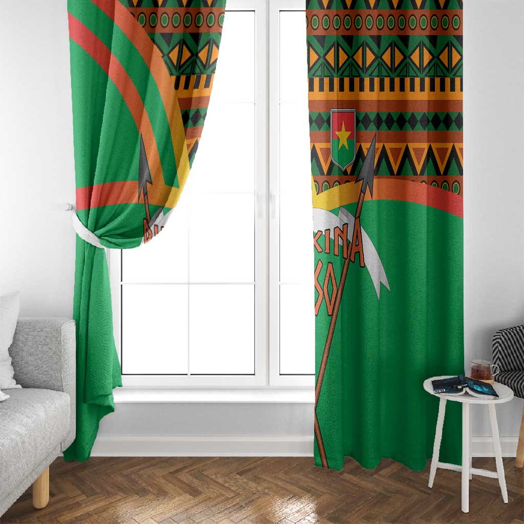 Burkina Faso Heritage Window Curtain Tribal Spears and National Emblem - African Pride