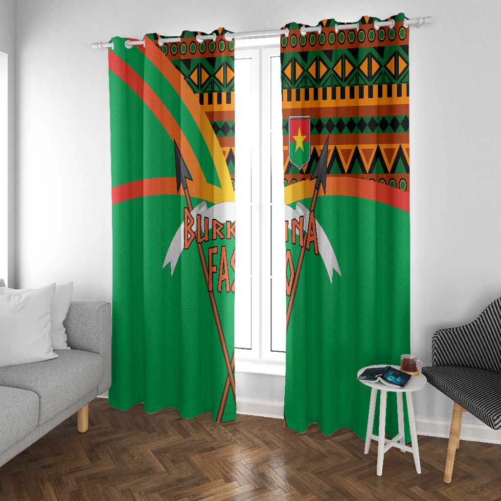 Burkina Faso Heritage Window Curtain Tribal Spears and National Emblem - African Pride