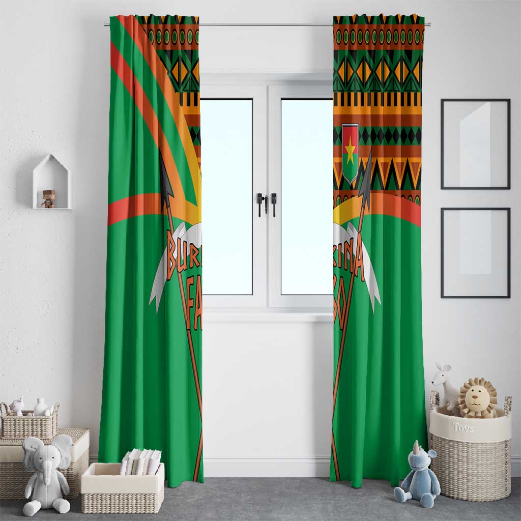 Burkina Faso Heritage Window Curtain Tribal Spears and National Emblem - African Pride