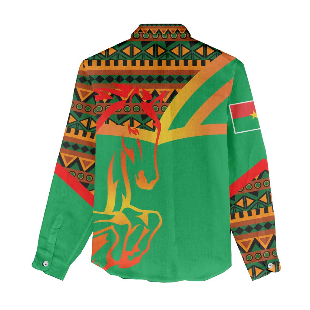Burkina Faso Heritage Women Casual Shirt Tribal Spears and National Emblem - African Pride