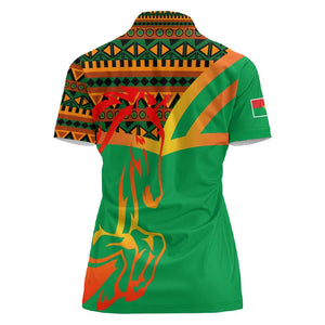 Burkina Faso Heritage Women Polo Shirt Tribal Spears and National Emblem - African Pride