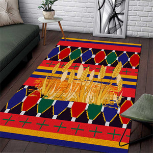 Burkina Faso Area Rug Kente Flag Red Green Blue Geometric - African Pride