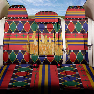 Burkina Faso Back Car Seat Cover Kente Flag Red Green Blue Geometric - African Pride