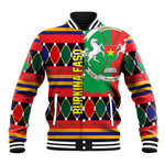 Burkina Faso Baseball Jacket Kente Flag Red Green Blue Geometric - African Pride