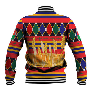 Burkina Faso Baseball Jacket Kente Flag Red Green Blue Geometric - African Pride
