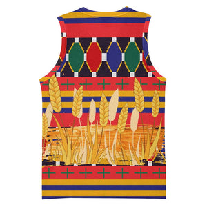 Burkina Faso Basketball Jersey Kente Flag Red Green Blue Geometric - African Pride