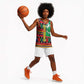 Burkina Faso Basketball Jersey Kente Flag Red Green Blue Geometric - African Pride