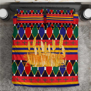 Burkina Faso Bedding Set Kente Flag Red Green Blue Geometric - African Pride