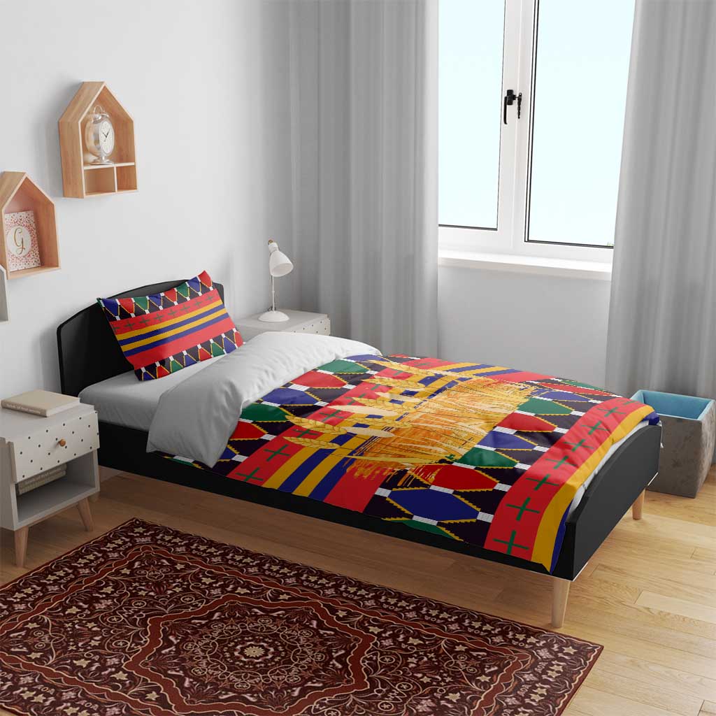 Burkina Faso Bedding Set Kente Flag Red Green Blue Geometric - African Pride
