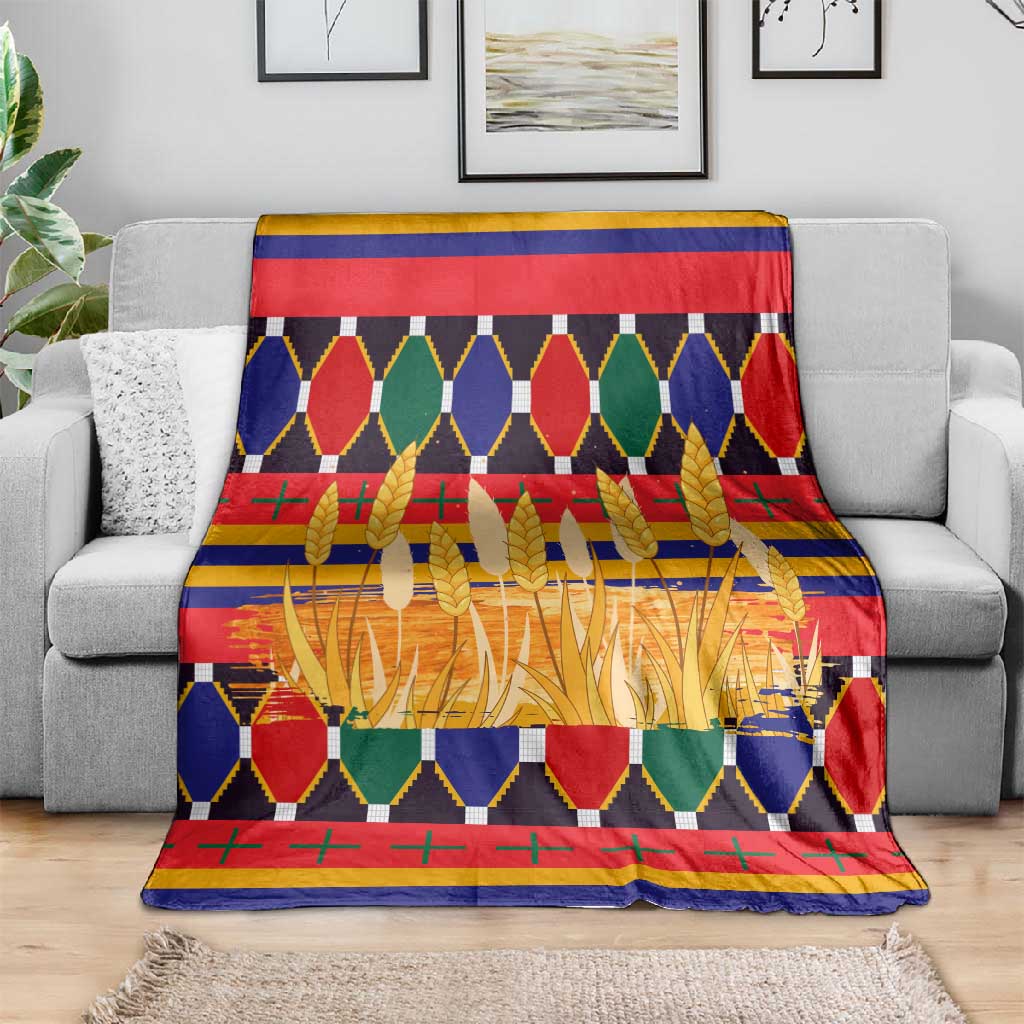 Burkina Faso Blanket Kente Flag Red Green Blue Geometric - African Pride