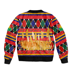 Burkina Faso Bomber Jacket Kente Flag Red Green Blue Geometric - African Pride