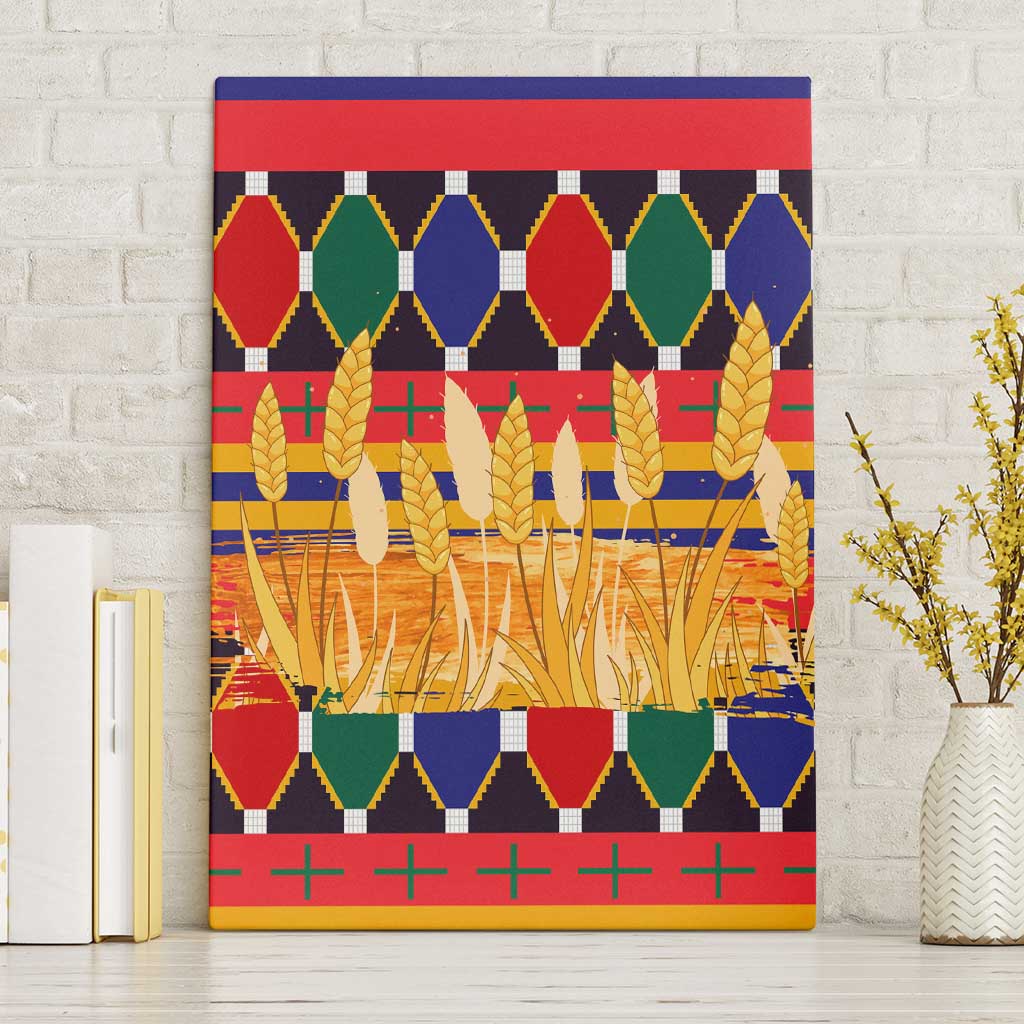 Burkina Faso Canvas Wall Art Kente Flag Red Green Blue Geometric - African Pride