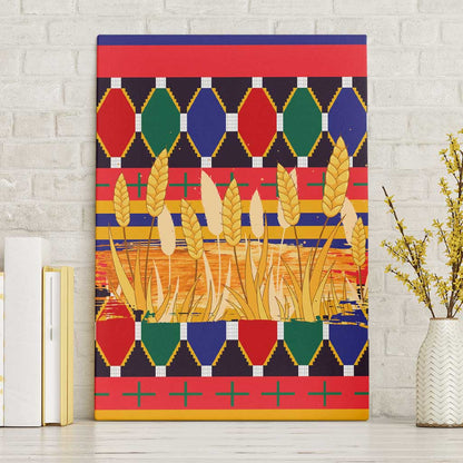 Burkina Faso Canvas Wall Art Kente Flag Red Green Blue Geometric - African Pride