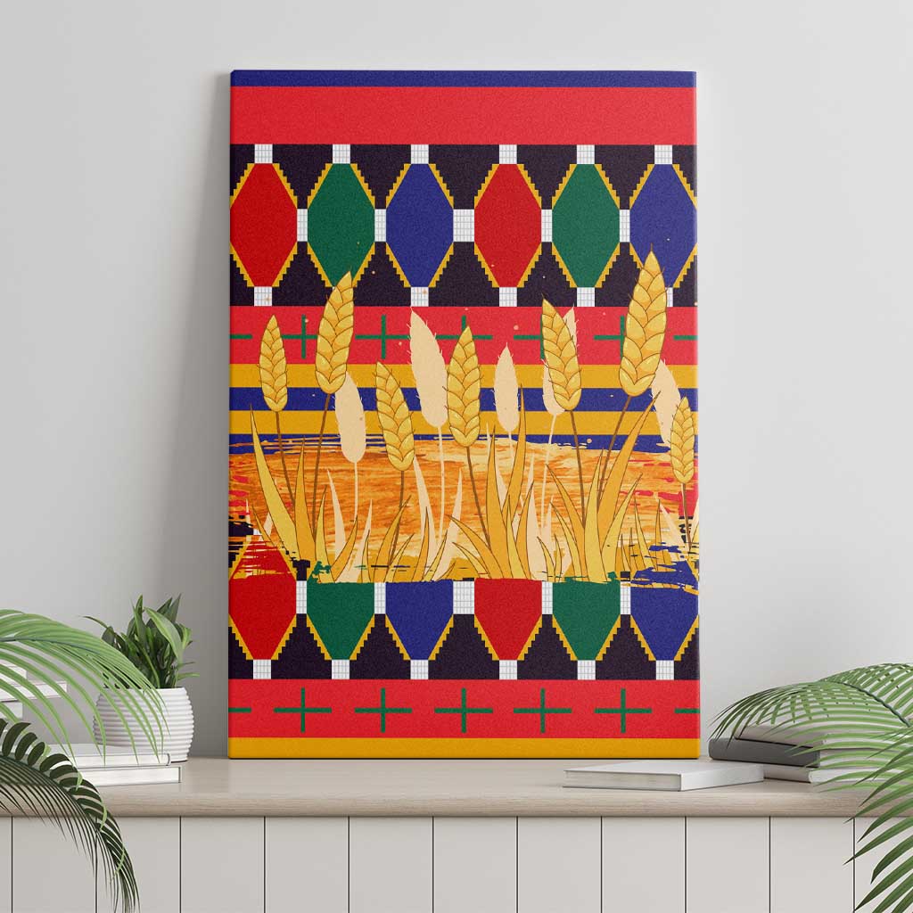 Burkina Faso Canvas Wall Art Kente Flag Red Green Blue Geometric - African Pride