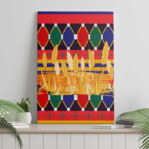 Burkina Faso Canvas Wall Art Kente Flag Red Green Blue Geometric - African Pride