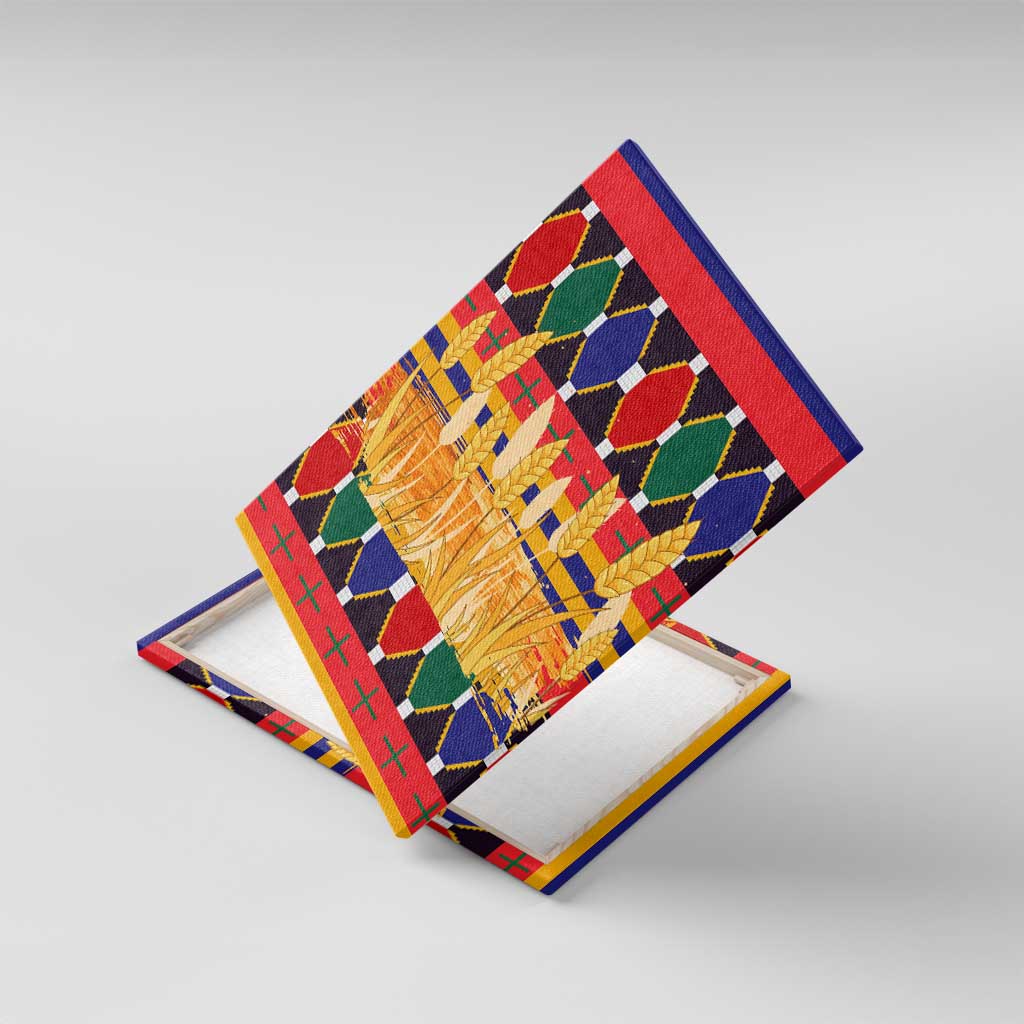 Burkina Faso Canvas Wall Art Kente Flag Red Green Blue Geometric - African Pride