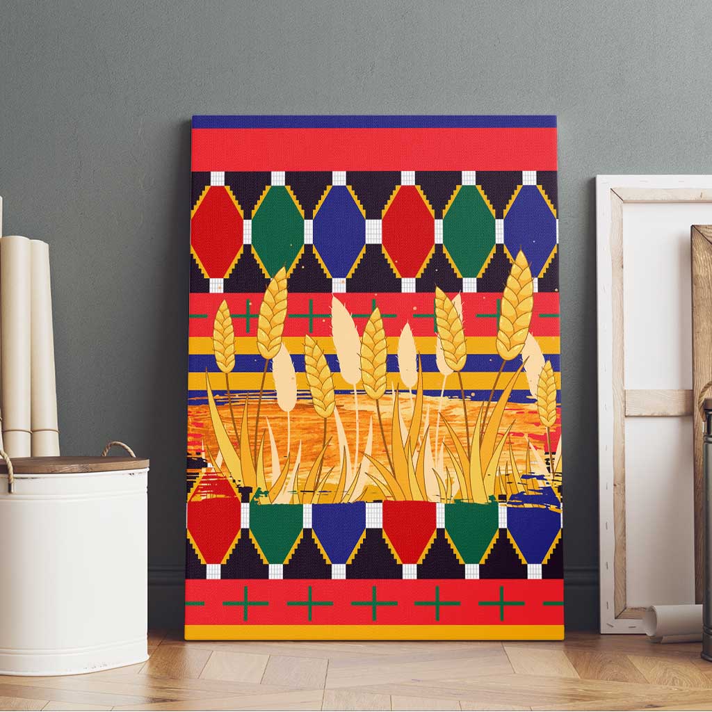 Burkina Faso Canvas Wall Art Kente Flag Red Green Blue Geometric - African Pride