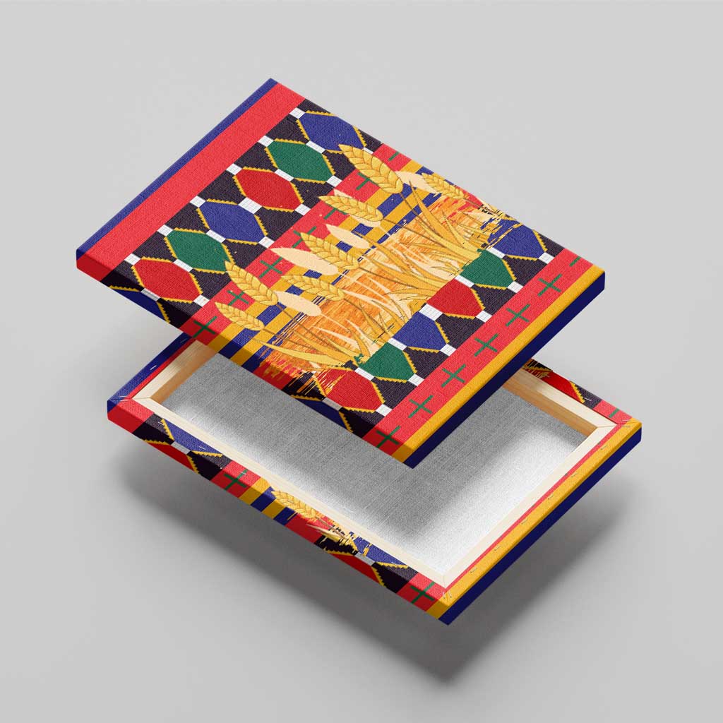 Burkina Faso Canvas Wall Art Kente Flag Red Green Blue Geometric - African Pride