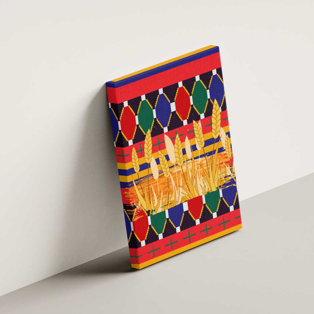 Burkina Faso Canvas Wall Art Kente Flag Red Green Blue Geometric - African Pride